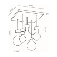 Lampa Sufitowa Chandelle 5xE27 Maks. 40W Dąb Olejowany/Czarny Metal 8424574