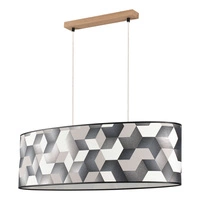 Espacio Pendant Lamp 2xE27 Max.40W Oiled Oak/Transparent PVC Cable/Multicolor Wallpaper 17480274