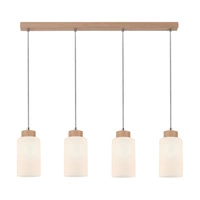 Lampa wisząca Bosco 4xE27 maks. 60W drewno brzozowe/białe szkło/przezroczysty kabel PVC 1720460