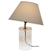 Lampa stołowa Dove 1xE27 maks. 40W przezroczyste szkło/czarny kabel z tkaniny/szary klosz z tkaniny 779149110