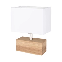 Lampa stołowa Theo 1xE27 maks. 25W Dąb olejowany/Czarny kabel PCV/Klosz z białej tkaniny 7462174
