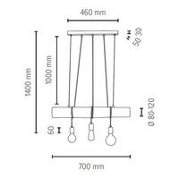 Trabo Short Lampa Wisząca 3xE27 Max.60W Sosna Bejcowana/Czarny 68304304