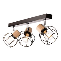 Phiphi Lampa Sufitowa 3xE27 Max.60W Czarny/Chrom/Dąb Olejowany 26114304