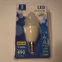 LED bulb E14 7W warm 3000K candle C37