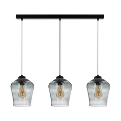Lampa wisząca Juba 3xE27 Max.60W Czarny metal/Czarny kabel PCV/Dymone szkło 5500062