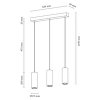 Pipe Pendant Lamp Incl. 3xGU10 LED 5W Walnut/Black 1559376