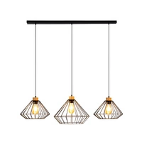 Lampa wisząca Raquelle 3xE27 maks. 60W Dąb olejowany/Czarny metal/Czarny kabel PCV 187319304
