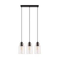 Lampa wisząca Alessandro 3xE27 Max.60W Drewno bukowe orzechowe/Czarny metal/Czarny kabel PVC/Szkło przezroczyste 1030421520867