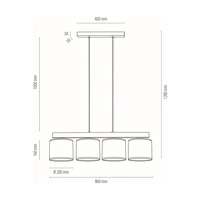 Aprillia Lampa Wisząca 4xE27 Max.25W Dąb Olejowany/Transparentny PVC/Czarny 524610404