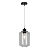 Lampa Wisząca Tarro 1xE27 Max.60W Czarny Metal/Przezroczysty Kabel PCV/Szkło Dymne 15890104