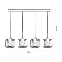 Lampa Wisząca Anina 4xE14 Max.25W Czarny Metal/Przezroczysty Kabel PCV/Czarno-Chromowy Klosz 17930404