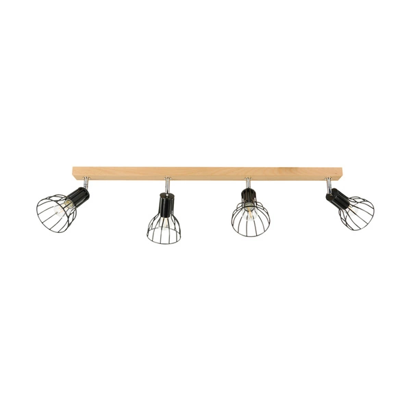 Megan Wood Ceiling Lamp 4xE14 Max.40W Birch Wood/Black Metal 2344460