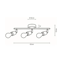 Porcia Ceiling Lamp 3xE27 Max.25W Black Metal/Gold Metal/Black Ceramics 8127304