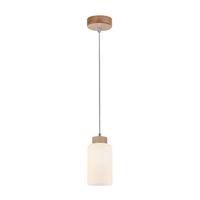Lampa wisząca Bosco 1xE27 maks. 60W drewno brzozowe/białe szkło/przezroczysty kabel PVC 1720160