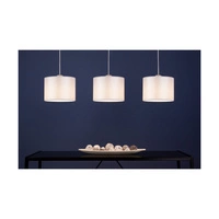 Lampa Wisząca Prata 3xE27 Max.40W Szary Metal/Przezroczysty Kabel PCV/Srebrny Klosz Tkaniny 957280347