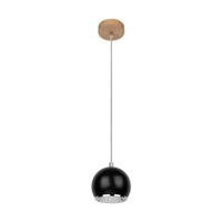 Ball Wood Pendant Lamp Incl. 1xLED GU10 5W Oiled Oak/Black Metal 5143174