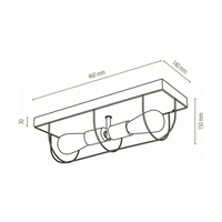 Lampa ścienna/sufitowa Netuno 2xE27 Max.15W LED Witrażowa Sosna Szara/Czarny Metal/Srebrny Metal 92073257