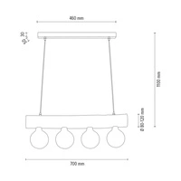 Trabo Simple Lampa Wisząca 4xE27 Maks. 60W Naturalna Sosna/Czarny Metal/Czarny Kabel PCV 69860404