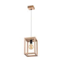 Lampa Wisząca Kago 1xE27 Max.60W Dąb Olejowany/Czarny Metal/Przezroczysty Kabel PCV 61540174