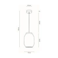 Vaso Jute Pendant Lamp 1xE27 Max.15W LED Oiled Oak/Transparent PVC/Transparent/Beige 179110174