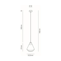 Lampa Wisząca Mistral 1xE27 Max.60W Czarny Metal/Przezroczysty Kabel PCV/Złote-Przezroczyste Szkło 15820104