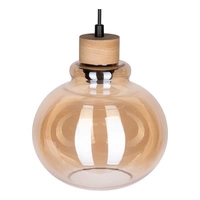 Lampa Wisząca Serena 3xE27 Max.60W Dąb Olejowany/Czarny Kabel PCV/Szkło Brązowe 9741374