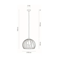 Coop Pendant Lamp 1xE27 Max.60W Black Metal/Black PVC Cable 1882904