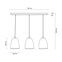 Asmara Pendant Lamp 3xE27 Max.60W Oiled Oak/Black Metal/Black PVC Cable/Smoked Glass 5500032