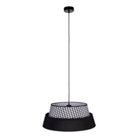 Lampa wisząca Preto Pepito 1xE27 Max.60W Czarny metal/Czarny kabel z tkaniny/Czarny klosz z tkaniny w pepitkę 150039104