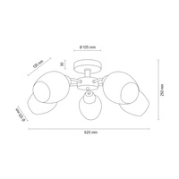 Parma Wood Ceiling Lamp 5xE27 Max.60W Walnut Beech Wood/Chrome Metal/White Glass 8320576