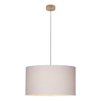 Dove Pendant Lamp 1xE27 Max.60W Oiled Oak/Transparent PVC Cable/White Fabric Shade 16380174