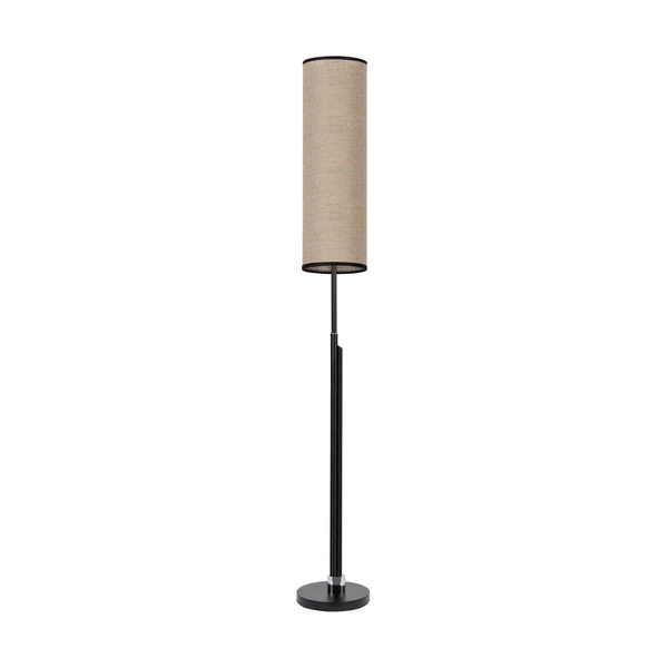 Eleganta Floor Lamp Incl. LED Integrated 1800lm+500lm 3000K 22W Anthracite Metal/Black Fabric Cable/Natural Linen with anthracite ribbon Shade 15922132