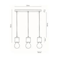 Cesar Lampa Wisząca 3xE27 Max.60W Dąb Olejowany/Czarny/Szary 1899374