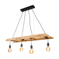 Lampa Wisząca Eskalo 4xE27 Max.60W Bejcowana Sosna Brązowa/Czarny Metal/Czarny Kabel PCV 7219451