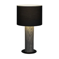 Lampa stołowa Pino Mix 1xE27 maks. 40W barwiona sosna szara/czarny metal/czarny kabel z tkaniny/antracytowy klosz z tkaniny 776048904