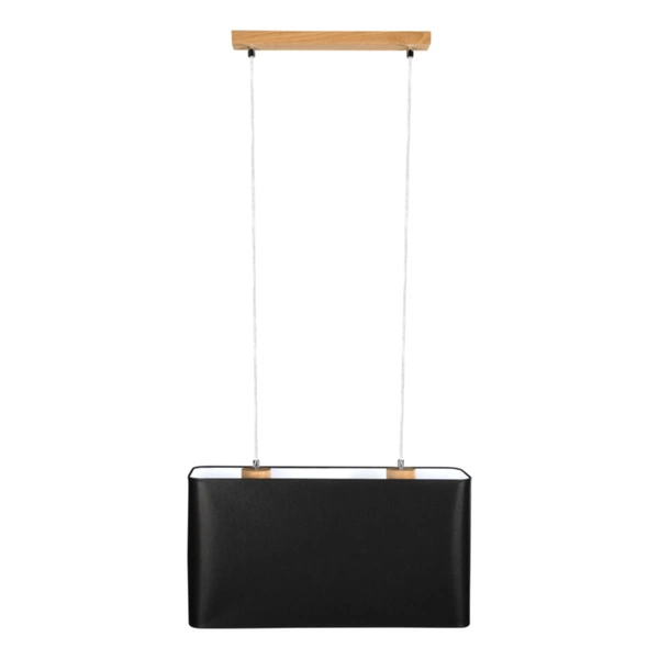 Cadre Pendant Lamp 2xE27 Max.40W Oiled Oak/Transparent PVC Cable/Black Fabric Shade 872030274