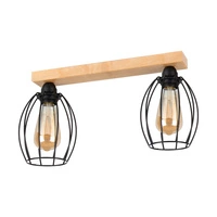 Lampa Sufitowa Carlo 2xE27 Max.60W Drewno Brzozowe/Czarny Metal 14444260