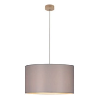 Lampa Wisząca Dove 1xE27 Max.60W Dąb Olejowany/Przezroczysty Kabel PCV/Abażur z szarej tkaniny 16390174