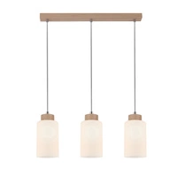 Lampa wisząca Bosco 3xE27 maks. 60W drewno brzozowe/białe szkło/przezroczysty kabel PVC 1720360
