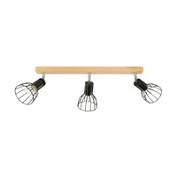Megan Wood Ceiling Lamp 3xE14 Max.40W Birch Wood/Black Metal 2344360