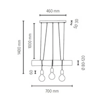 Trabo Concrete Lampa Wisząca 3xE27 Max.60W Sosna Naturalna/Czarny/Szary 68499304