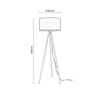 Tripod Floor Lamp 1xE27 Max.40W White Metal/Transparent PVC Cable/Gray Fabric Shade 6010203110511