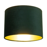 Lampshade Cylinder E27 H40 Green Velvet with Gold Foil A1392