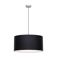 Rima Pendant Lamp 1xE27 Max.60W Chrome Metal/Anthracite Fabric Cable/Black Fabric Shade 197731128