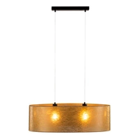 Lampa Wisząca Nevoa 2xE27 Max.40W Czarny Metal/Przezroczysty Kabel PCV/Klosz ze Złotej Tkaniny 17940204