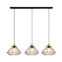 Lampa wisząca Raquelle 3xE27 maks. 60W Dąb olejowany/Czarny metal/Czarny kabel PCV 187119304