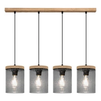 Lampa Wisząca Monsun 4xE27 Max.60W Witraż Sosnowy Brązowy/Czarny Kabel PCV/Szkło Dymne 161859451