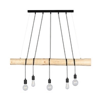 Trabo Long Pendant Lamp 5xE27 Max.60W Natural Pine/Black 69314504