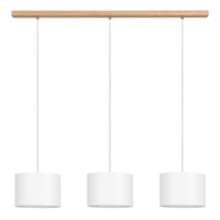 Lampa Wisząca Dove 3xE27 Max.40W Dąb Olejowany/Przezroczysty Kabel PCV/Abażur z Białej Tkaniny 16380374