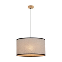 Lampa wisząca Ares 1xE27 maks. 60W Dąb olejowany/Czarny kabel PCV/Jasny len z czarnym kloszem wstążkowym 1792174